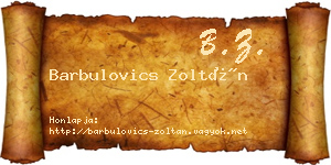 Barbulovics Zoltán névjegykártya